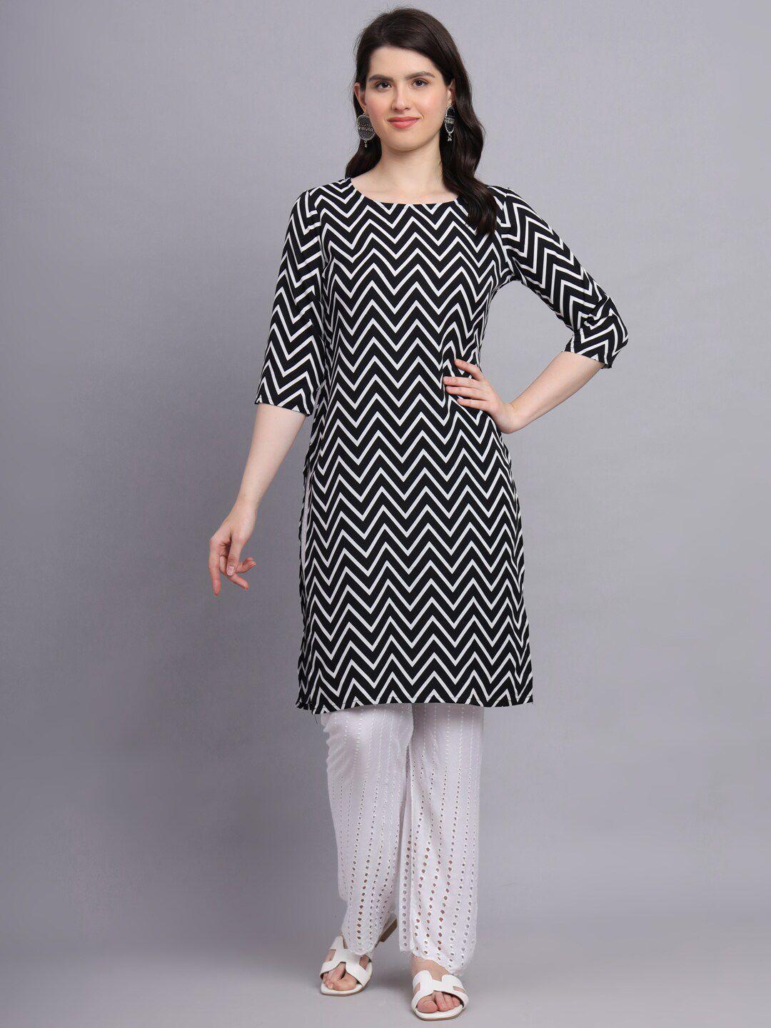 hinaya geometric printed round neck straight kurta