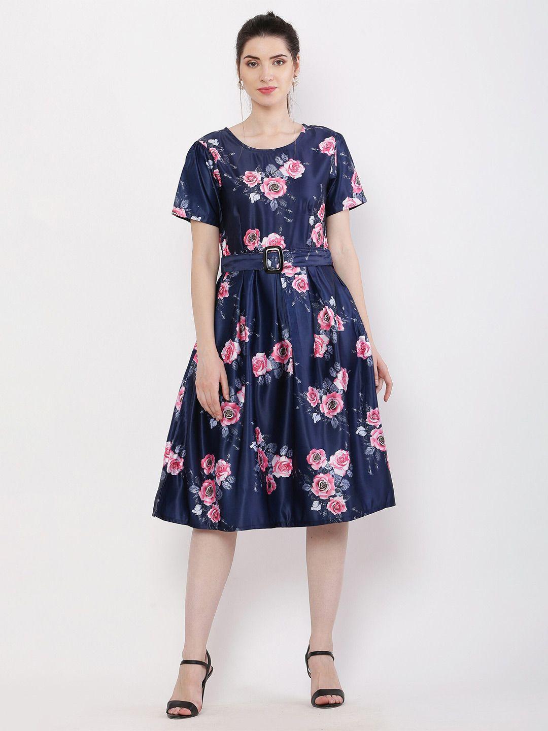 hinaya floral print satin fit & flare dress