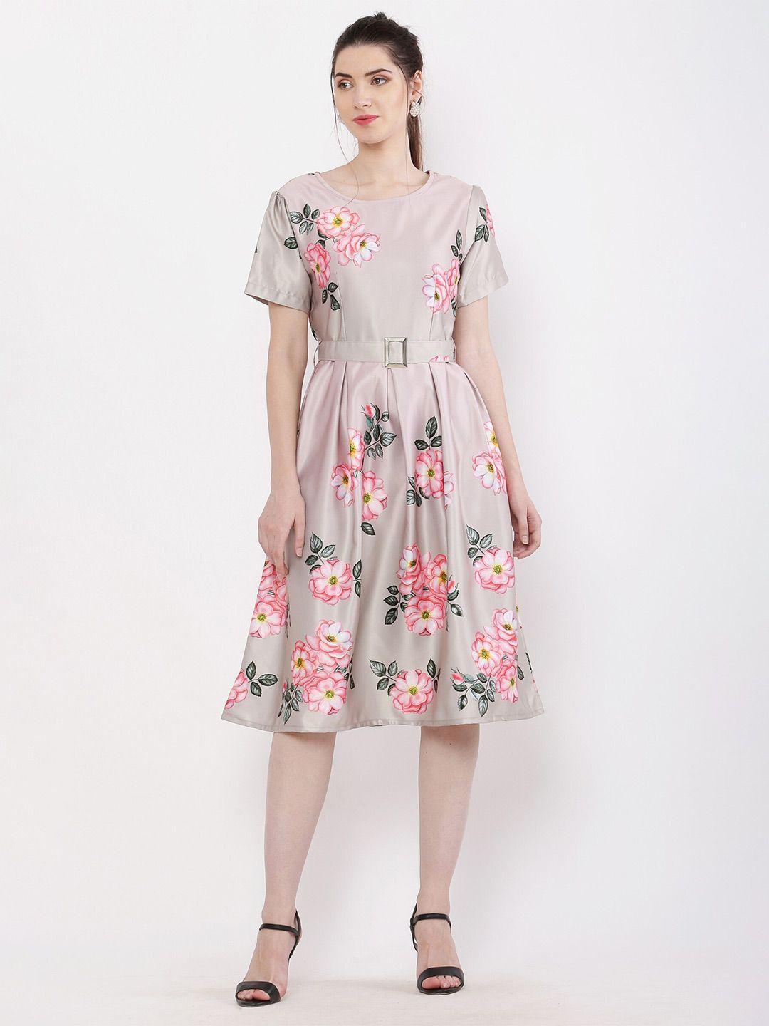 hinaya floral print satin fit & flare dress