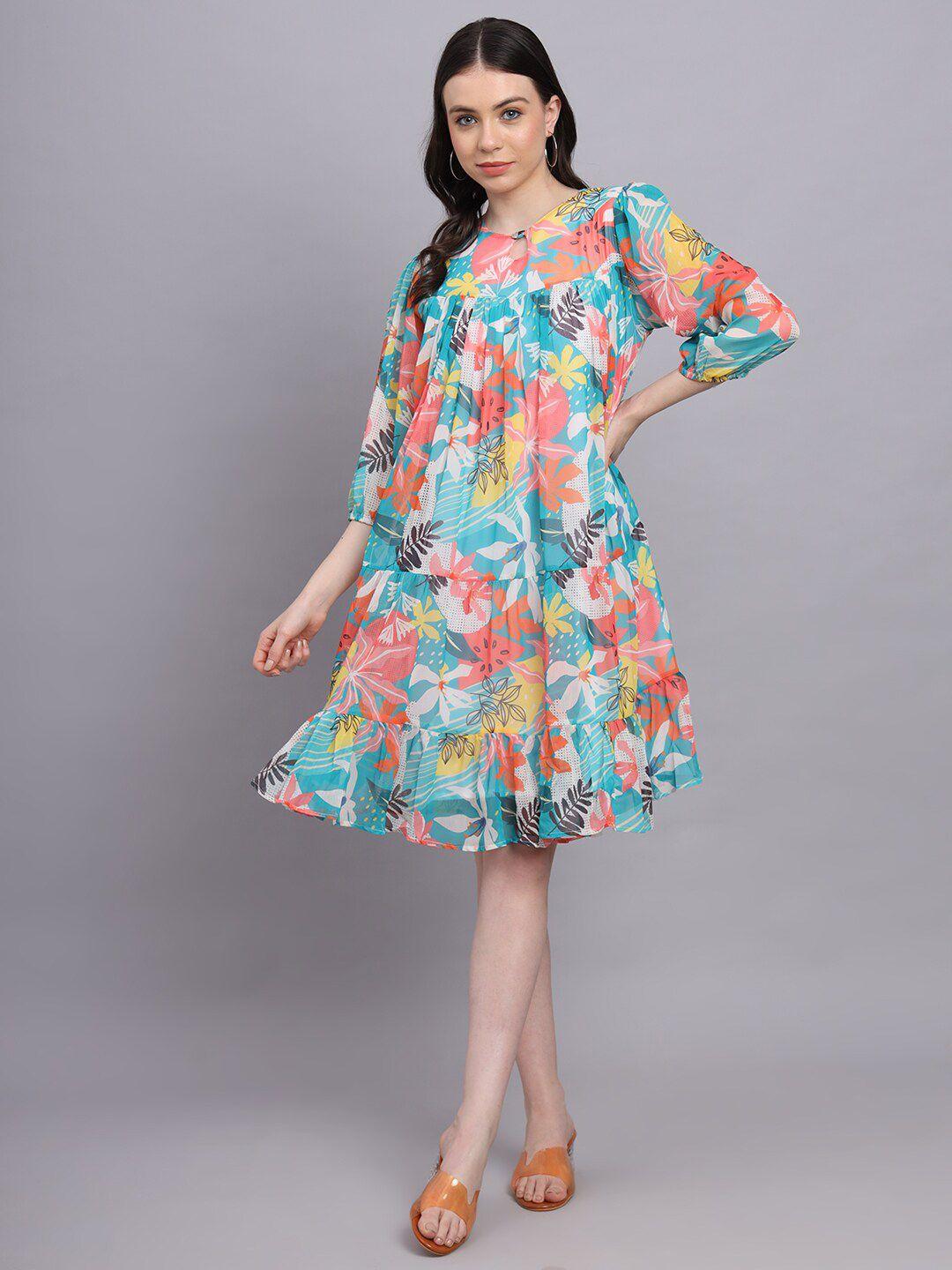 hinaya floral printed gathered a-line dress