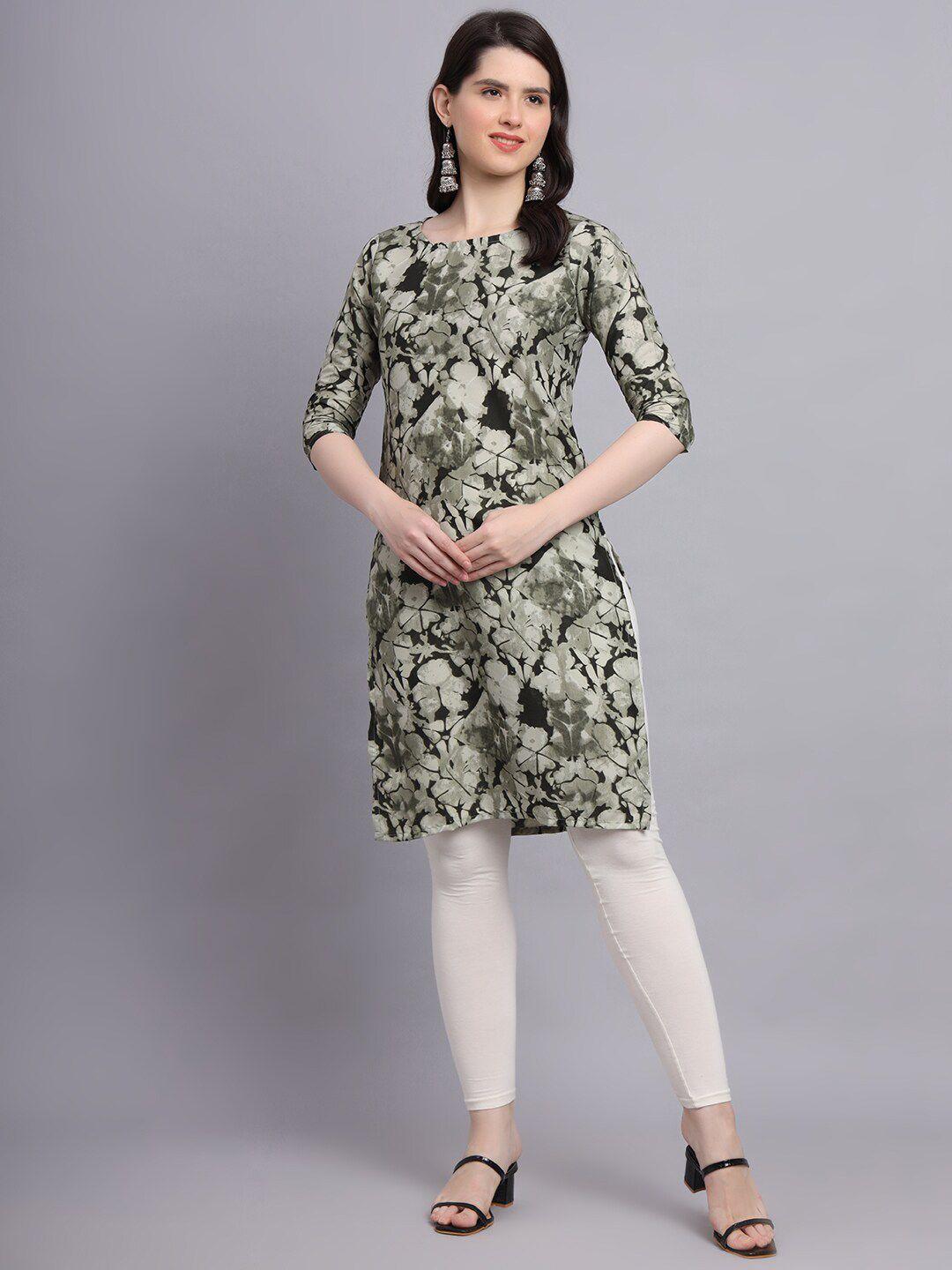 hinaya floral printed round neck straight kurta