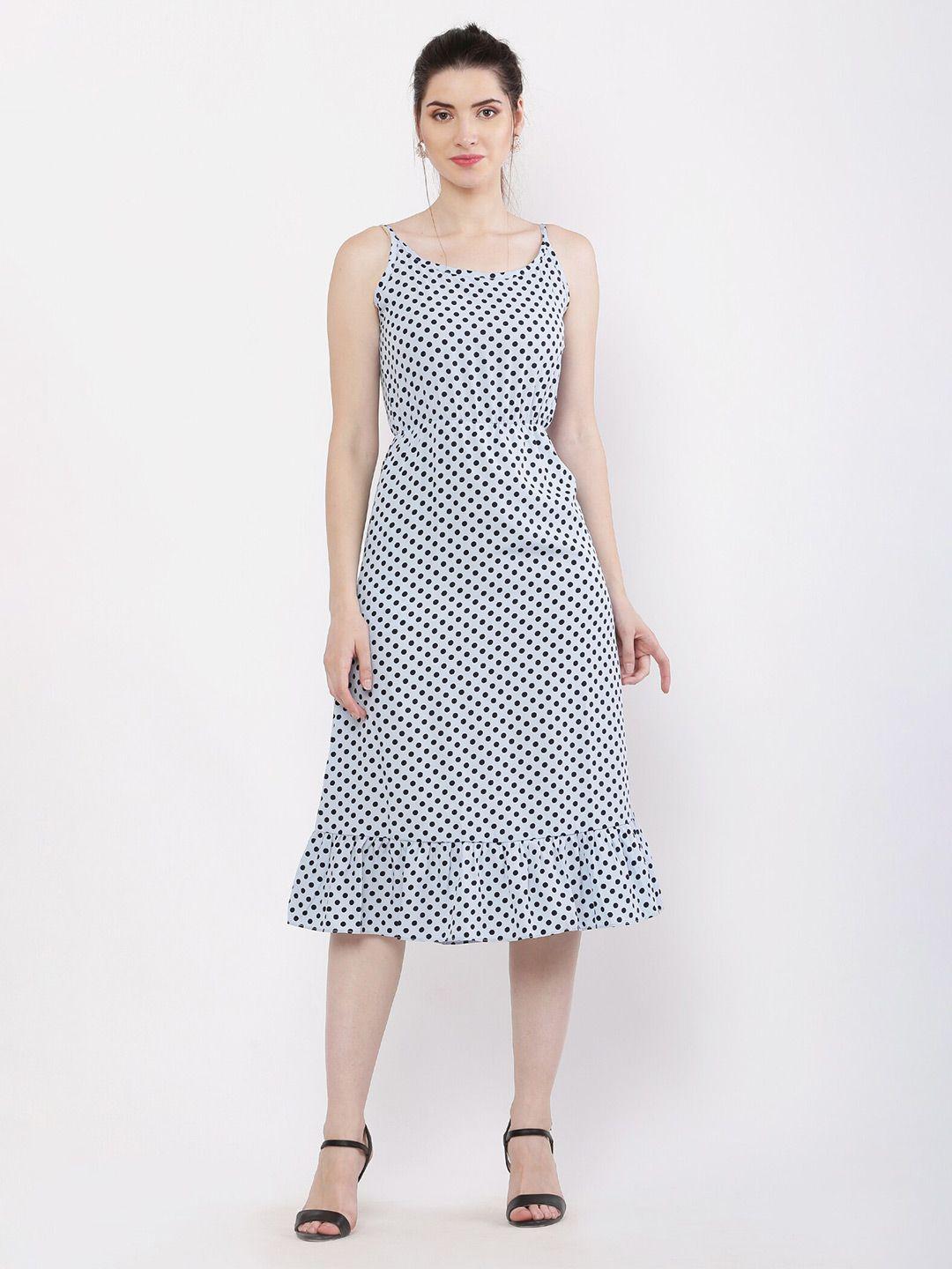 hinaya polka dot print crepe fit & flare midi dress