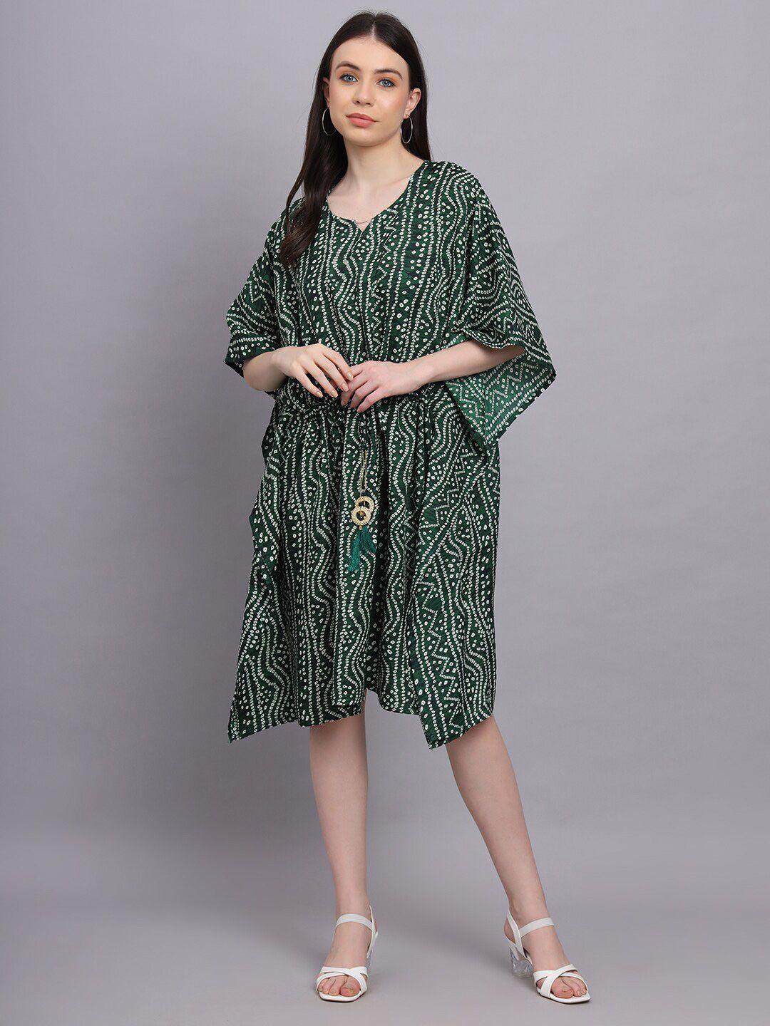 hinaya print flared sleeve kaftan dress