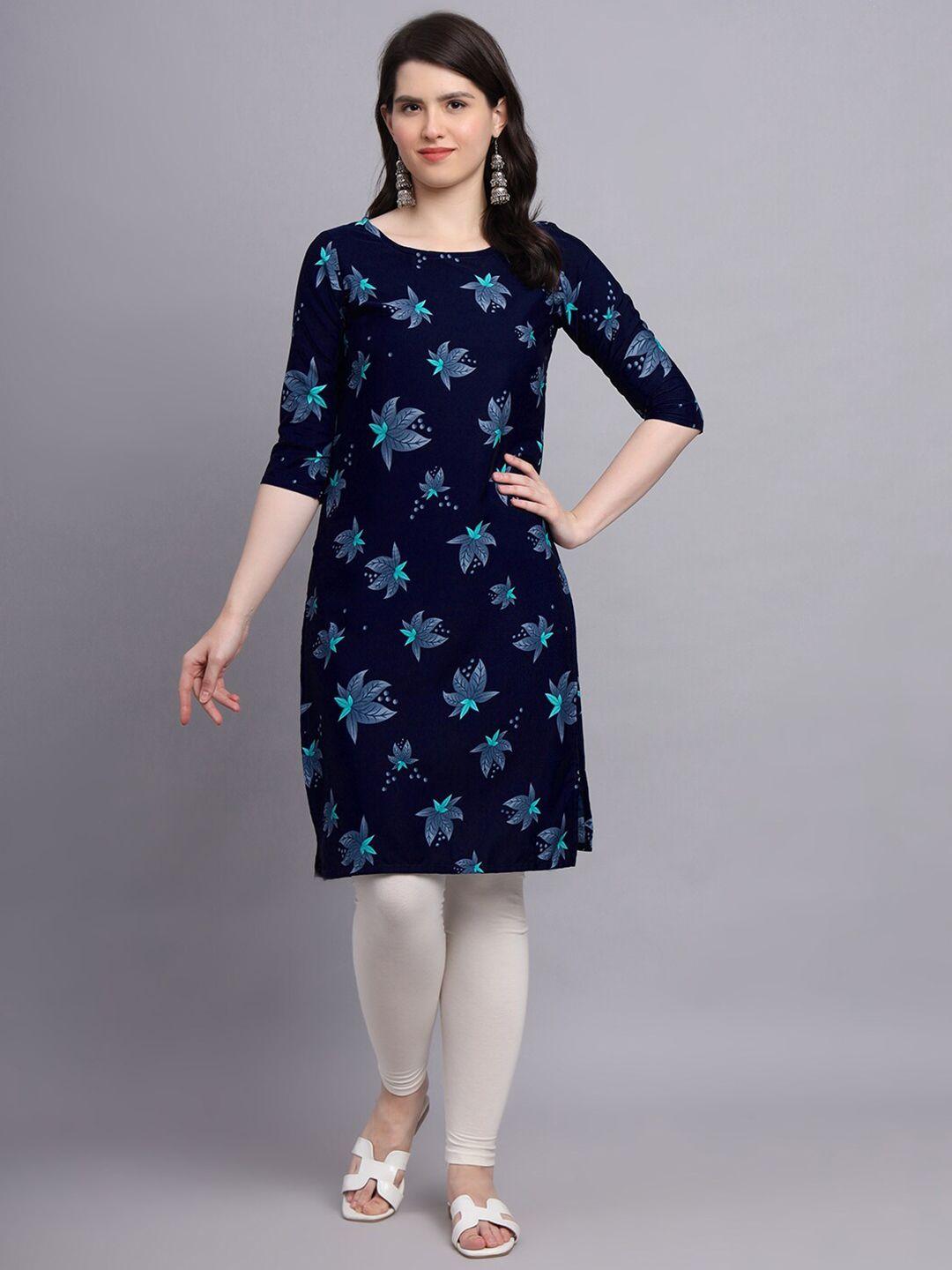 hinaya round neck floral printed straight kurta