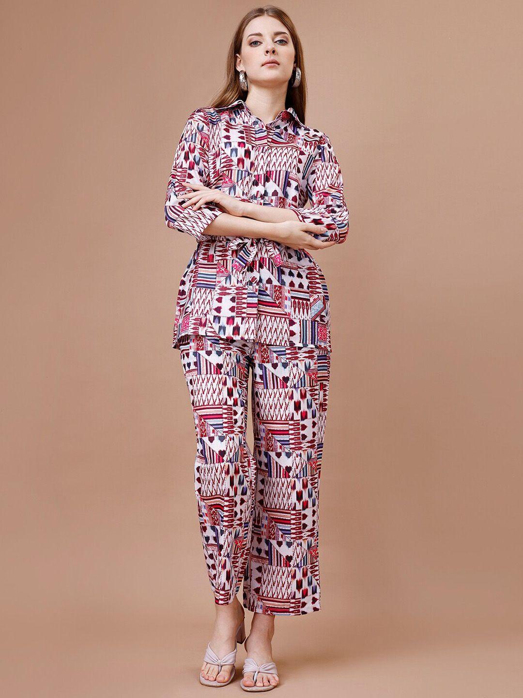 hinayat fashion abstract printed shirt and trousers co-ords