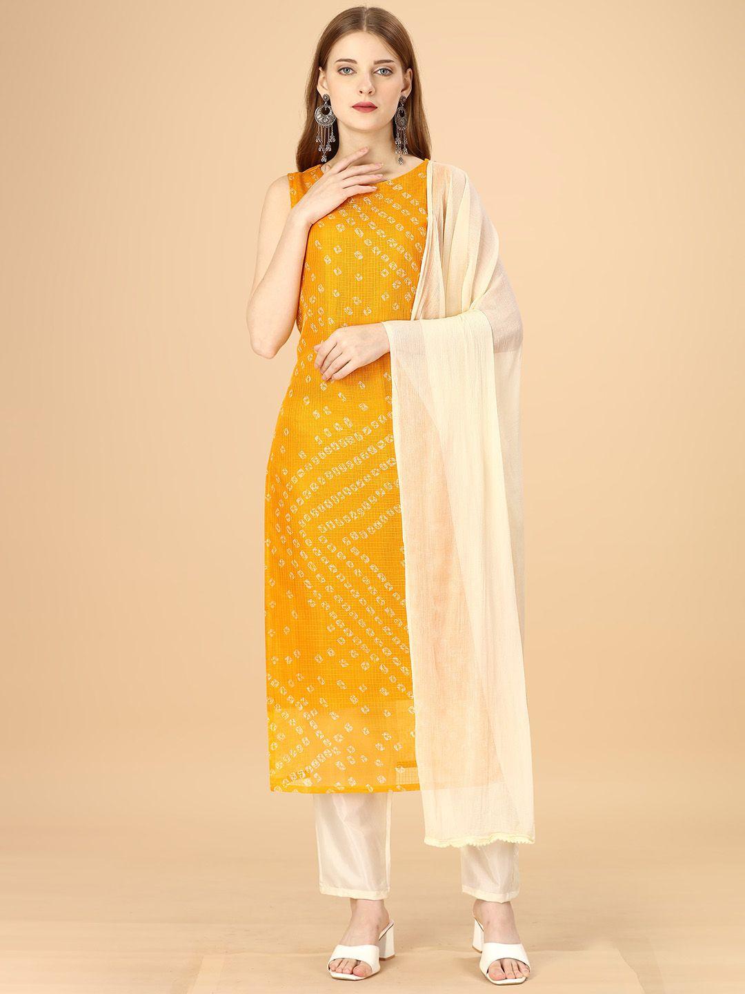 hinayat fashion bandhani printed kurta & palazzos with dupatta