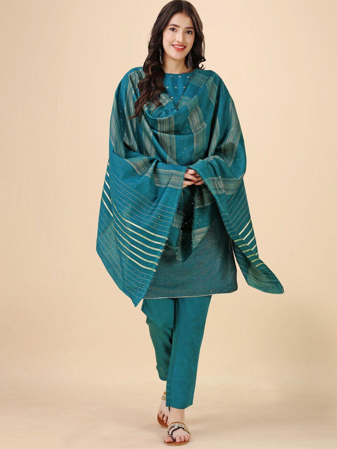 hinayat fashion floral woven design regular kurta with trousers & dupatta