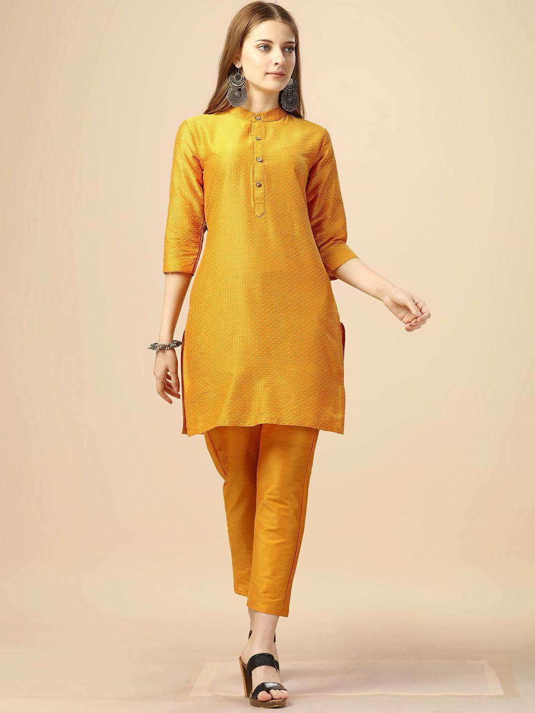 hinayat fashion women gold-toned regular kurta with trousers