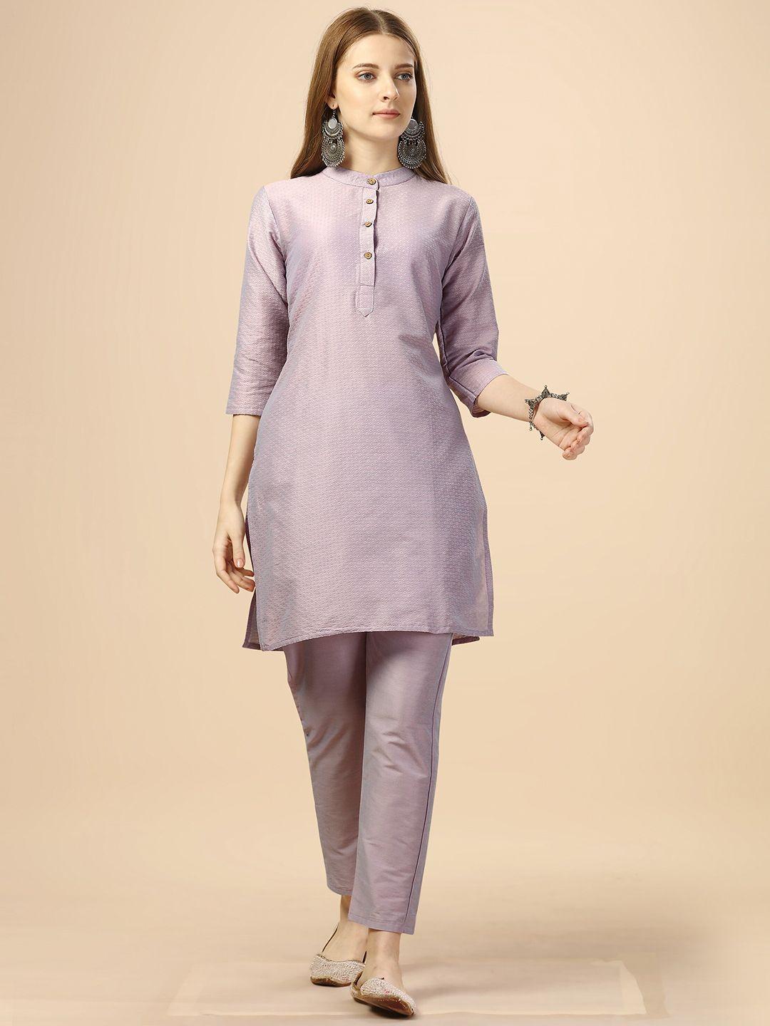 hinayat fashion women purple regular kurti with trousers