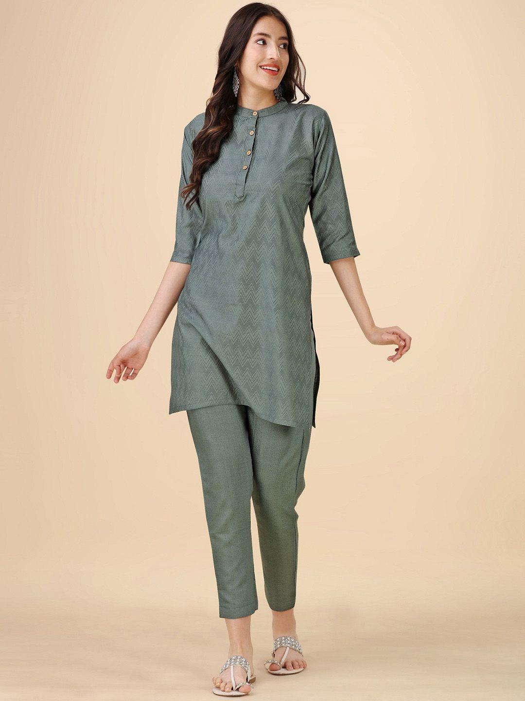 hinayat fashion woven design regular chanderi silk kurta with trousers