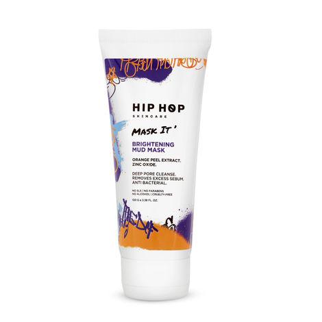 hiphop skincare brightening mud mask with glycolic acid & orange peel extract for normal to oily skin | for men & women 100 gm