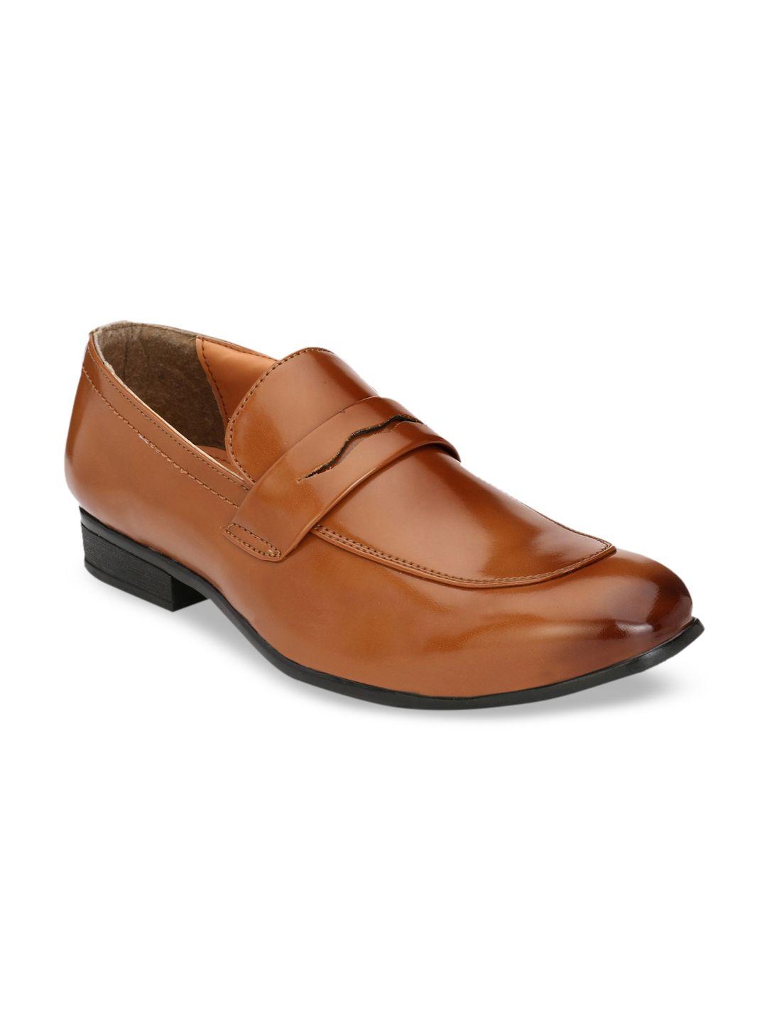 hirels men tan brown solid formal loafers