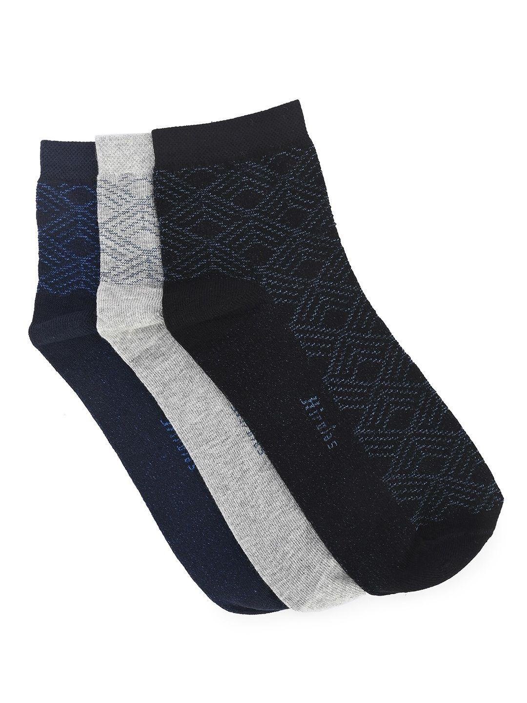 hirolas men pack of 3 patterned anti odour ankle-length socks