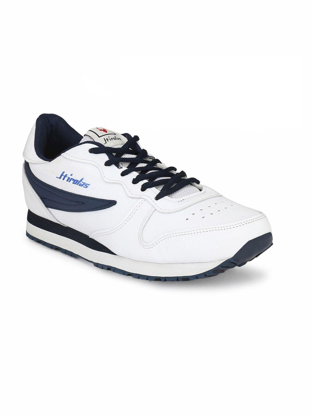 hirolas men white & navy blue running shoes