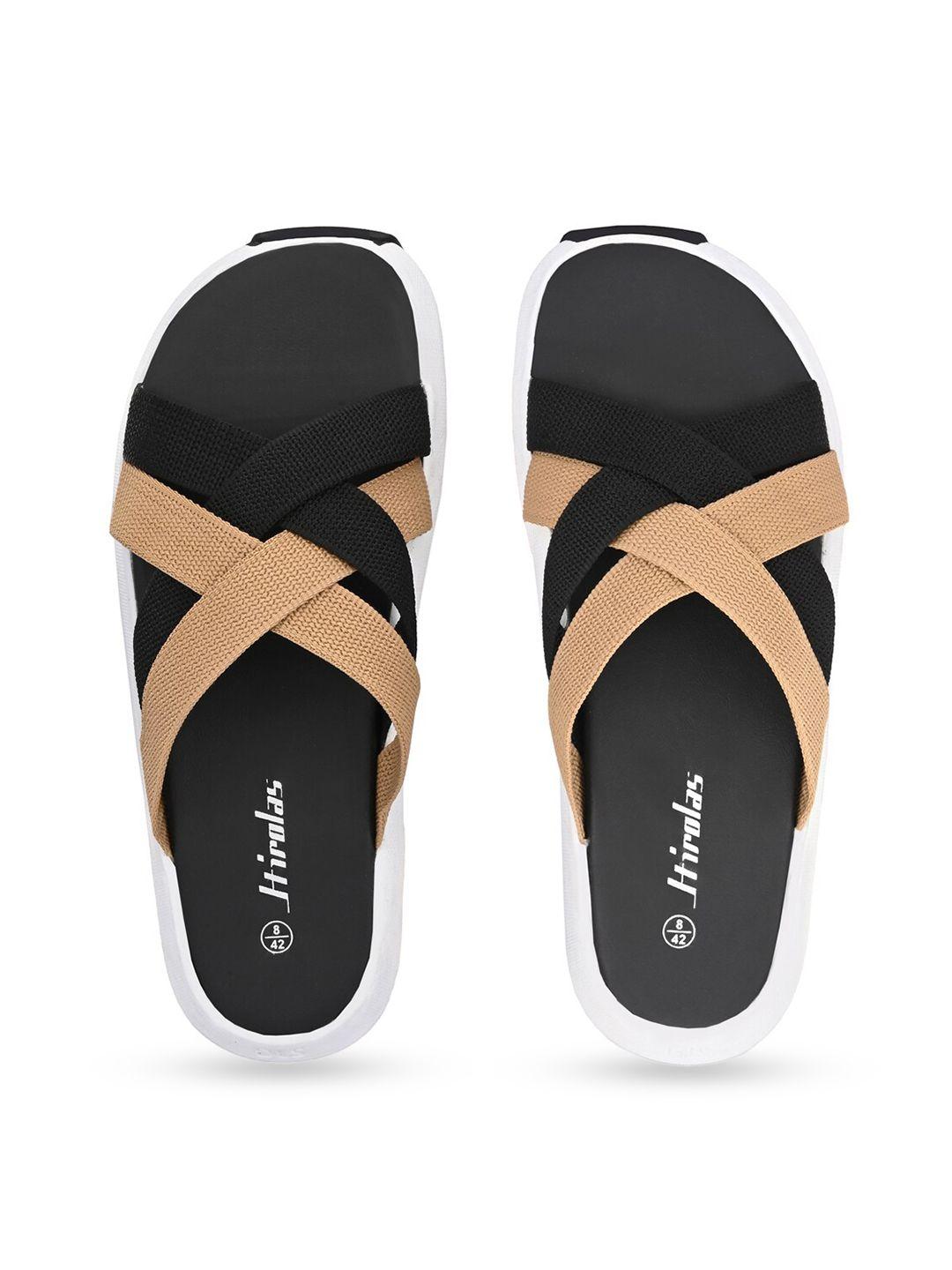 hirolas men black & beige sliders