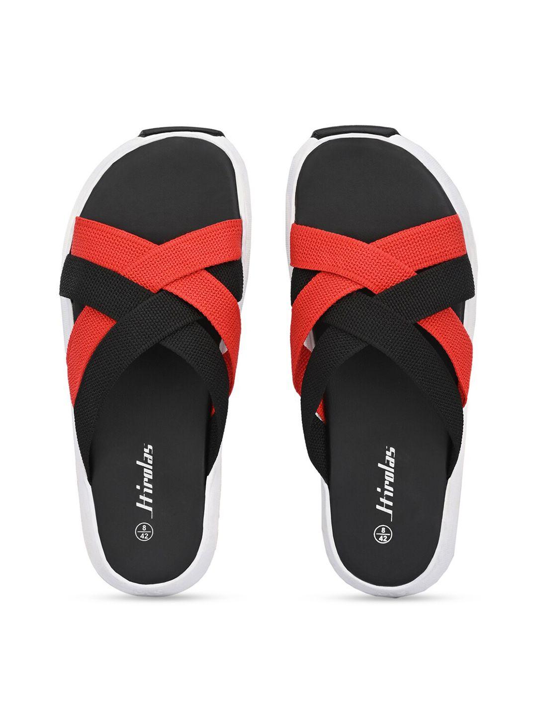 hirolas men black & red slip-on flip flops