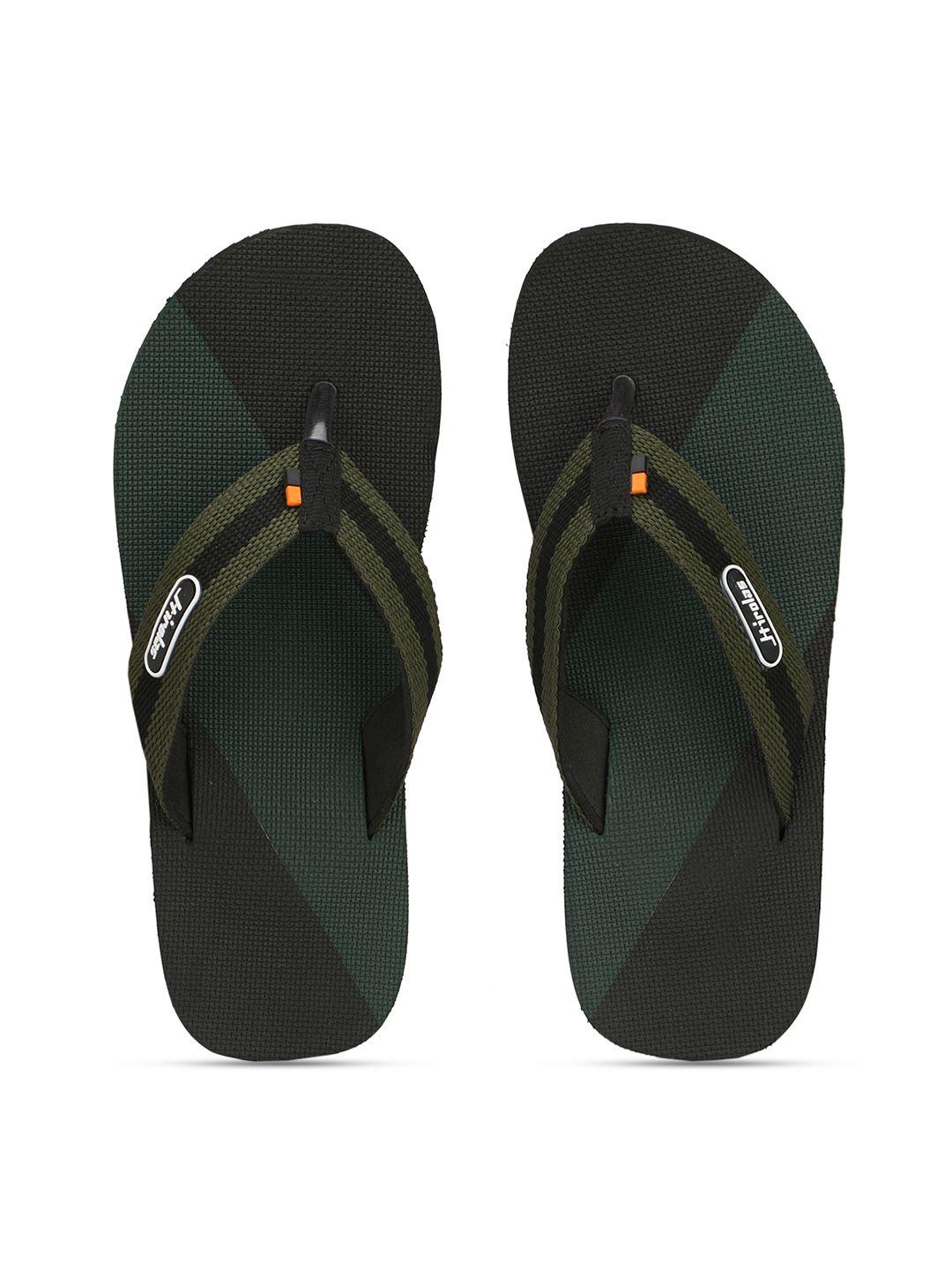 hirolas men black solid thong flip-flops