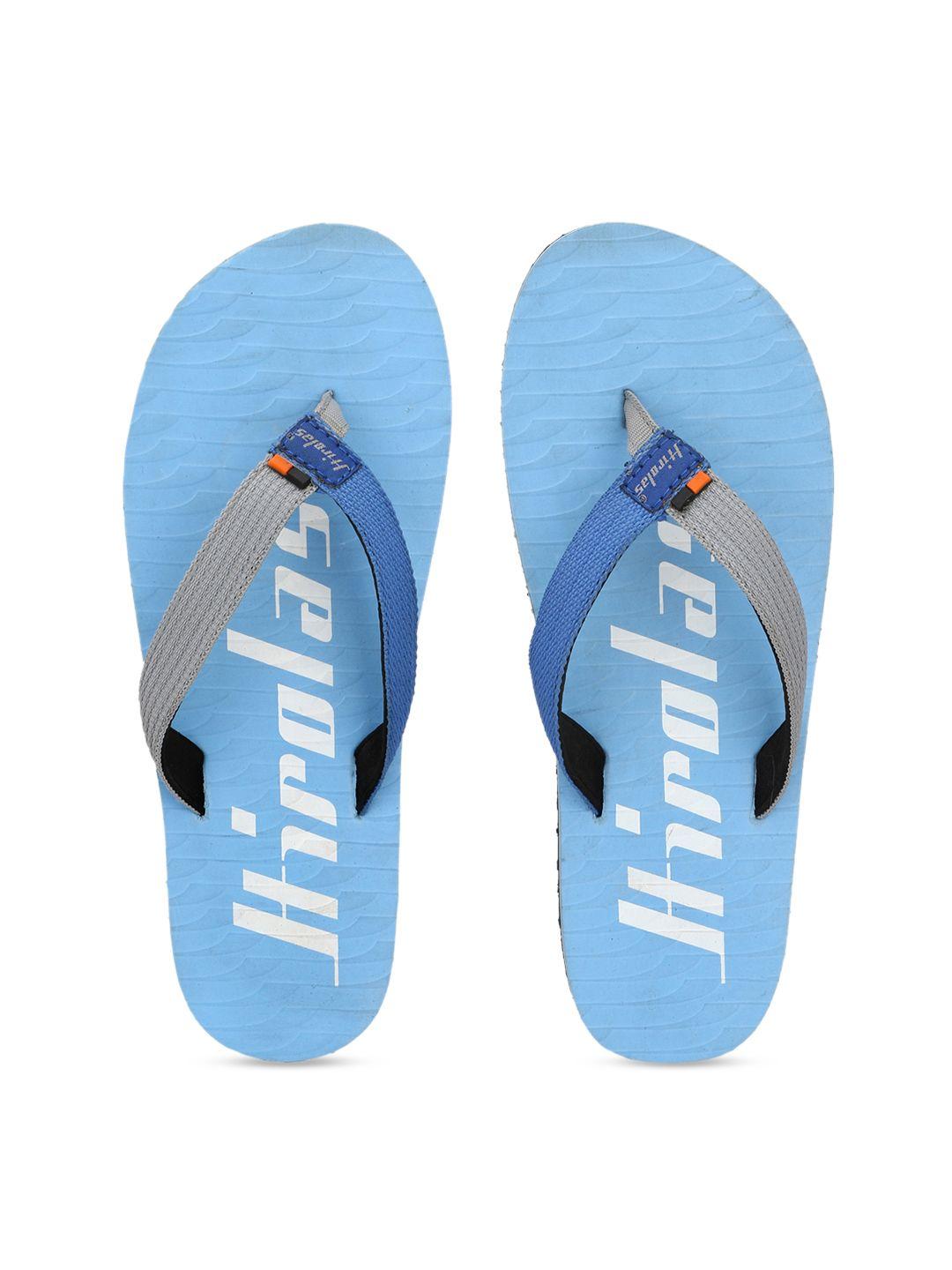 hirolas men blue & grey printed thong flip-flops