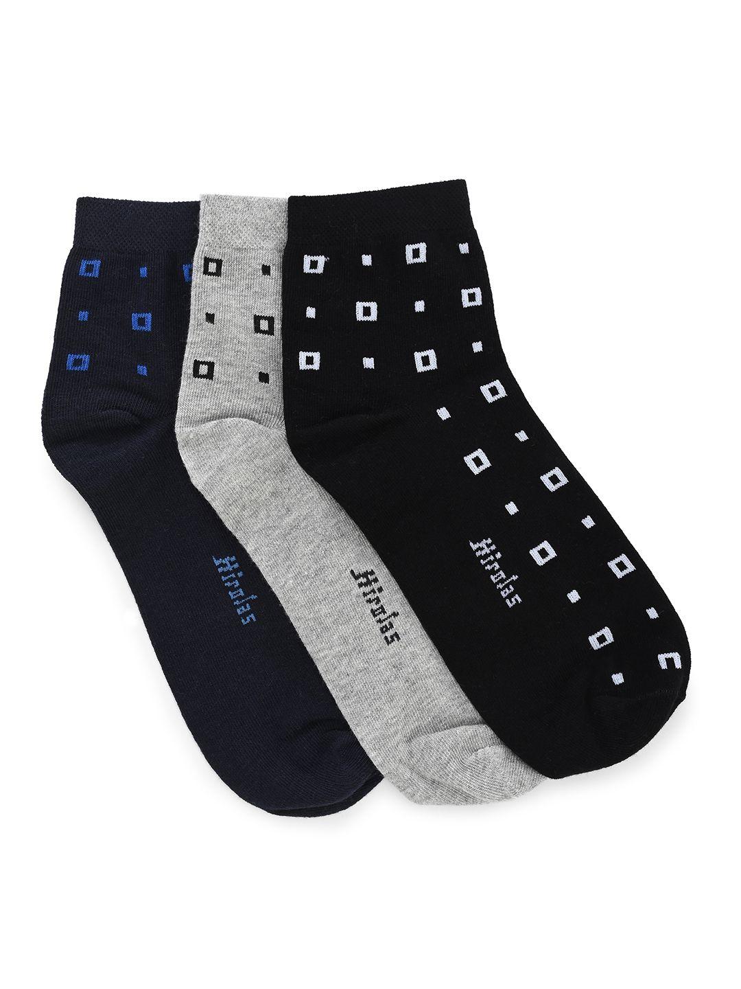 hirolas men pack of 3 patterned ankle-length socks