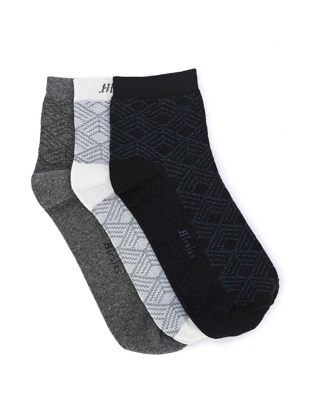 hirolas men pack of 3 patterned cotton anti odour ankle-length socks