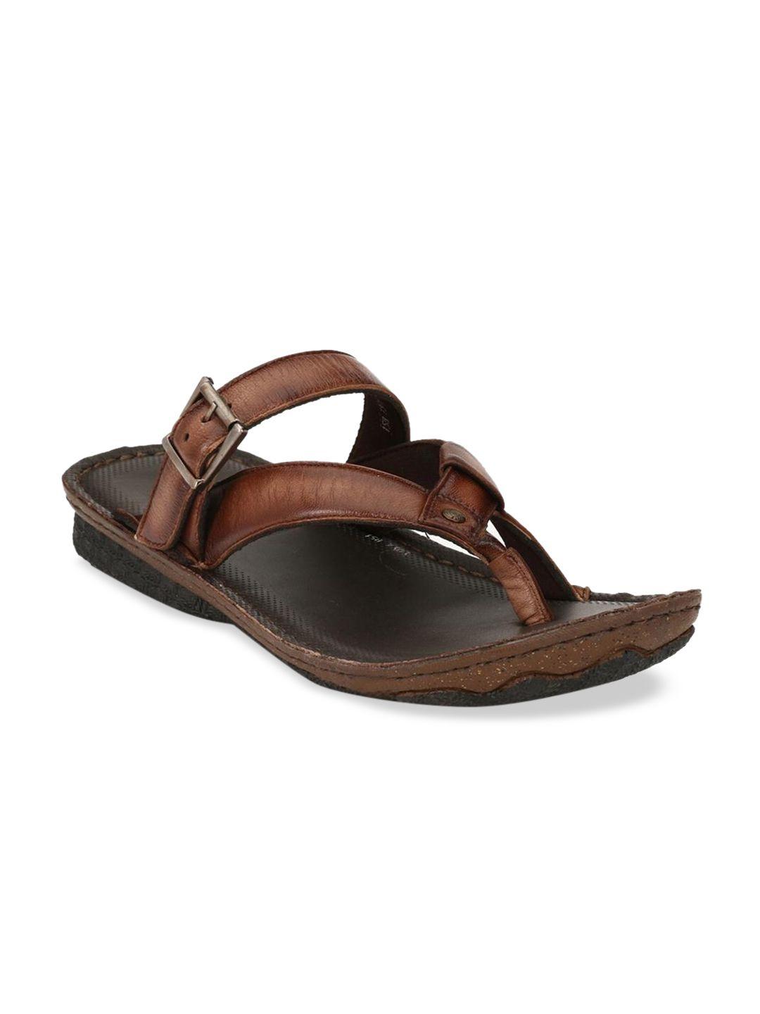 hitz men brown leather comfort sandals