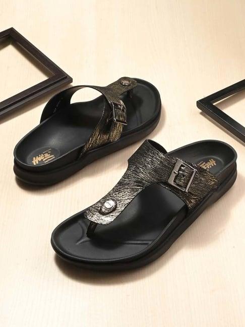 hitz men's gold t-strap sandals