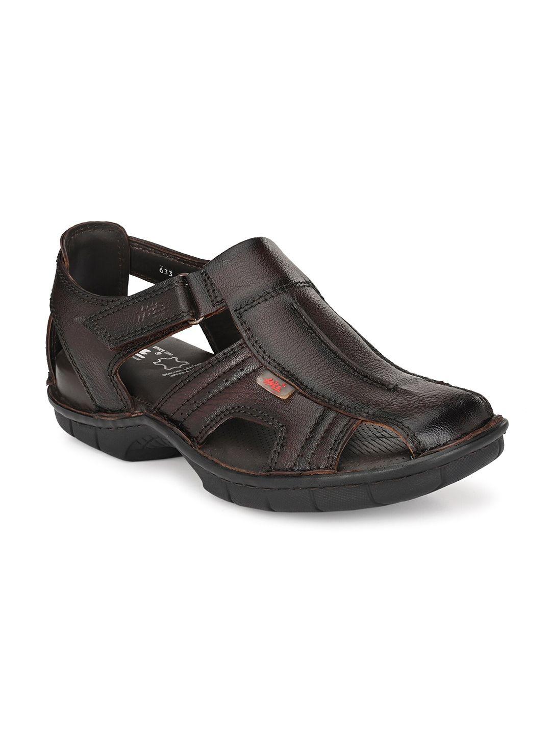 hitz men brown leather comfort sandals