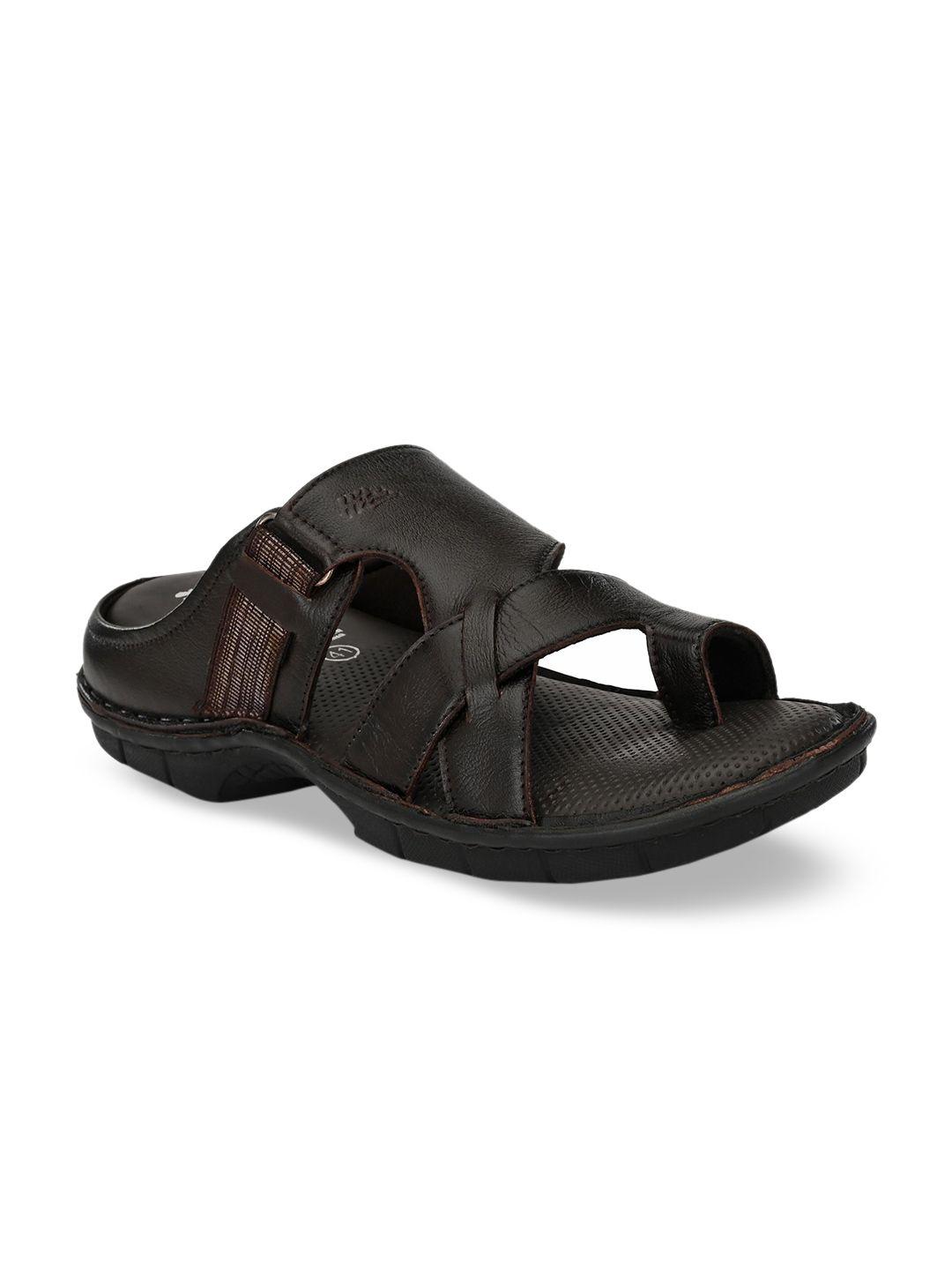 hitz men brown leather comfort sandals