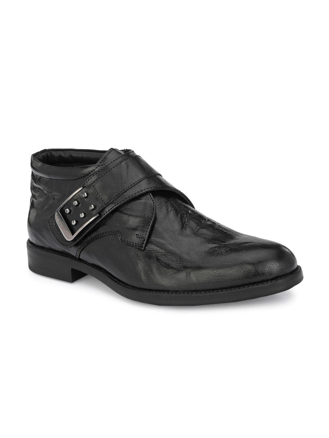 hitz men leather casual block-heeled boots