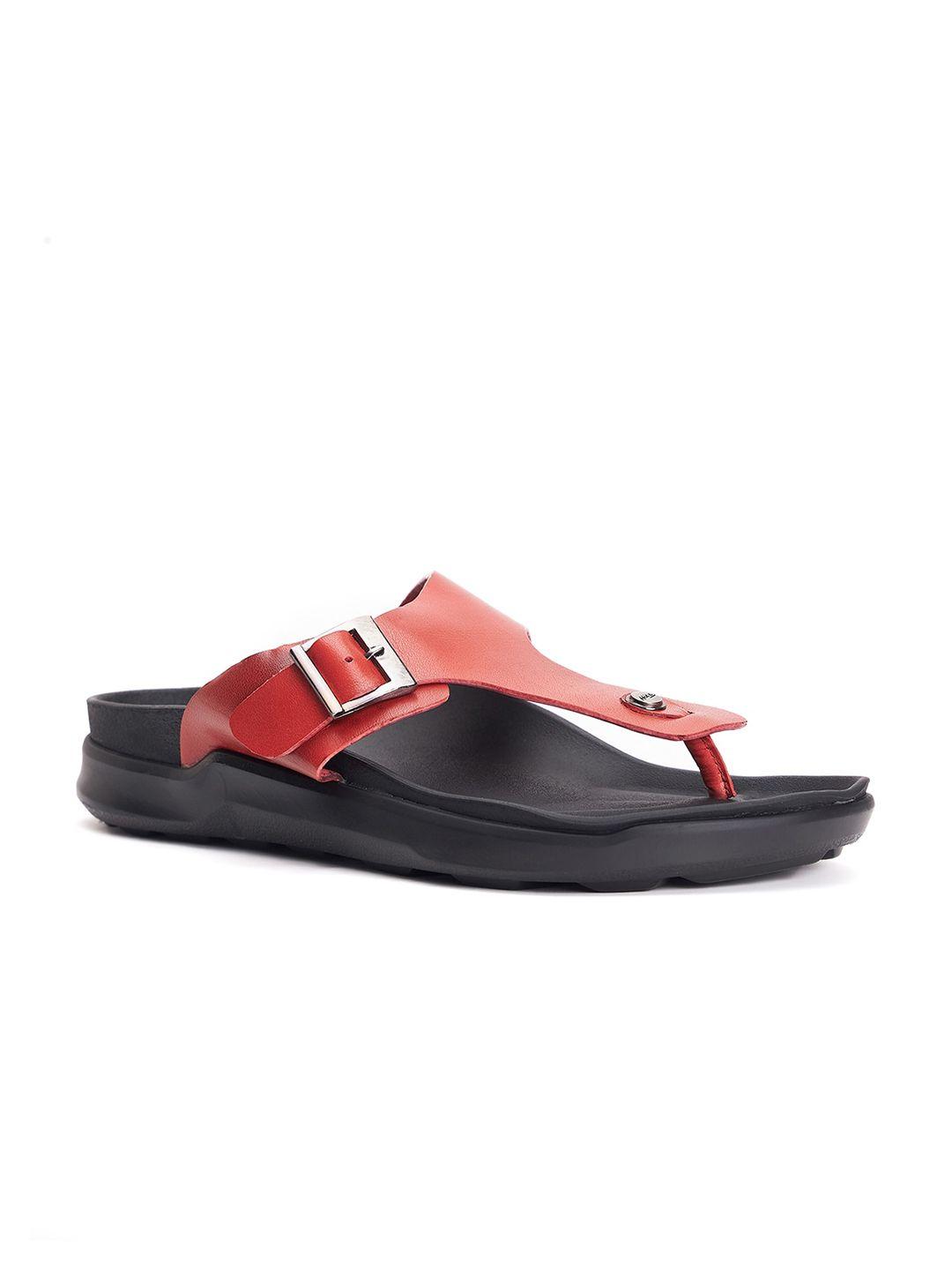 hitz men leather comfort sandals with buckle detail