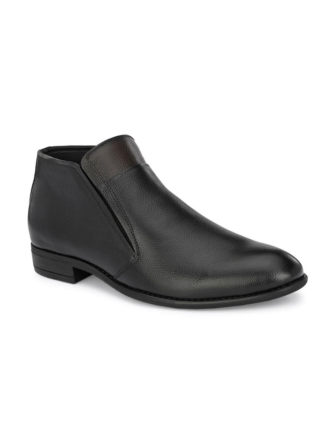 hitz men round-toe blocked heel leather boots