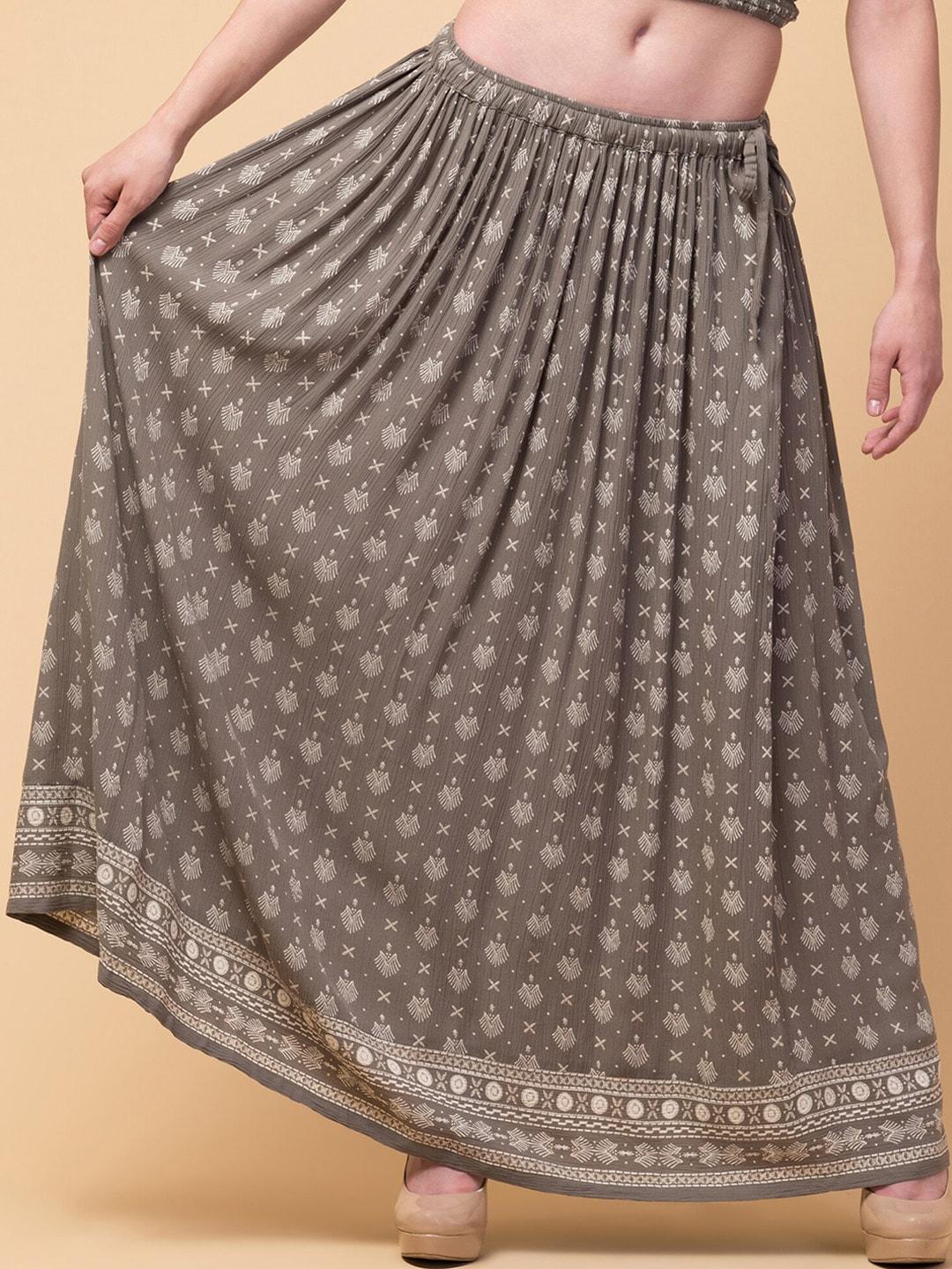 hive91 jaipuri ethnic printed flared maxi skirt