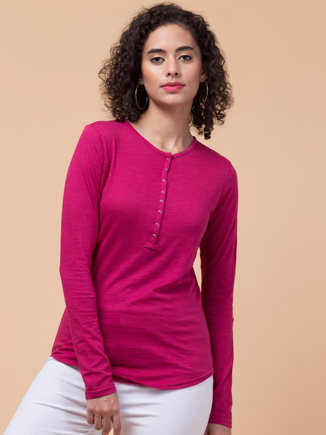hive91 relaxed fit round neck long sleeve cotton t-shirt