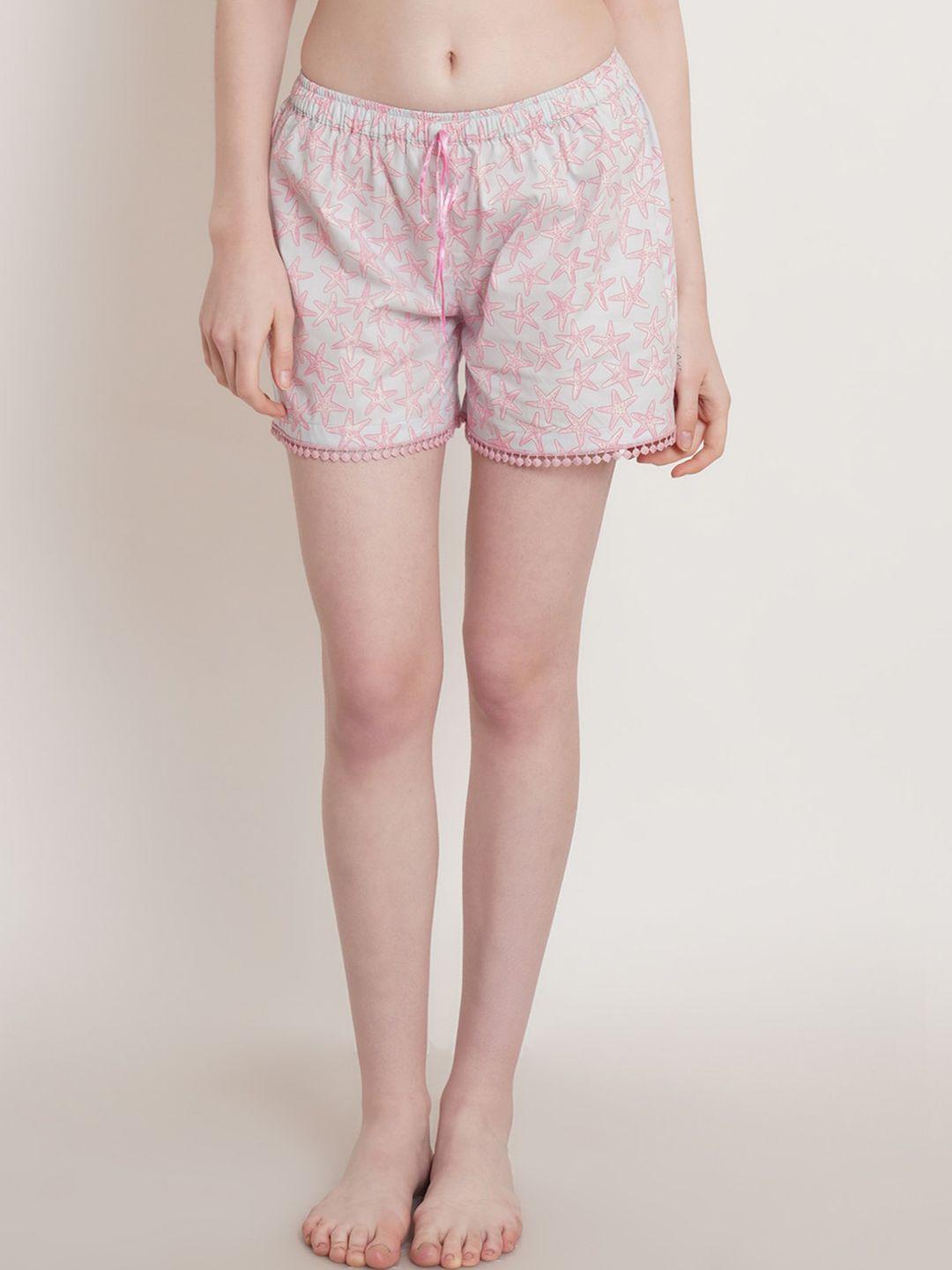 hive91-women-pink-printed-shorts
