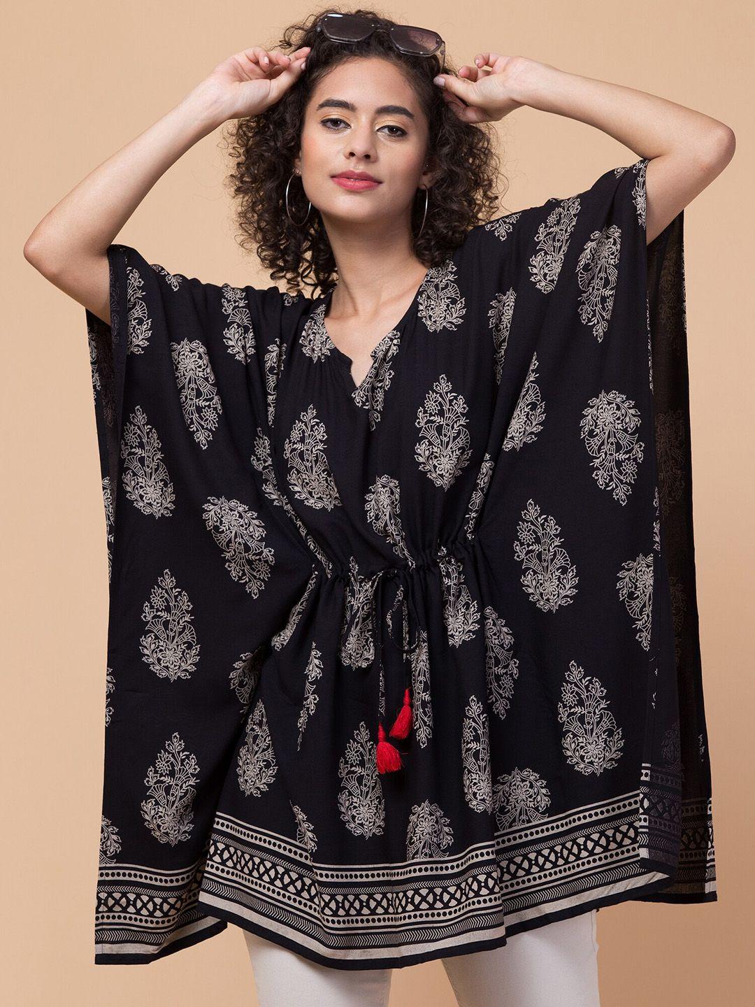 hive91 ethnic motifs printed kimono sleeves kaftan top