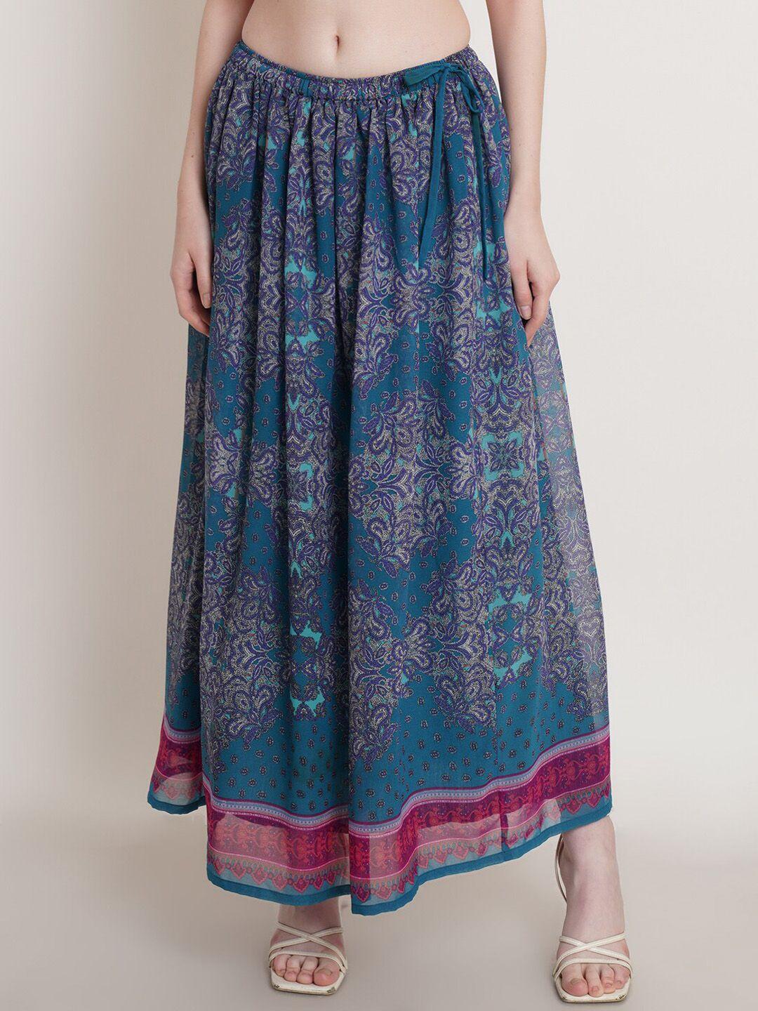 hive91 floral printed georgette a-line maxi skirts