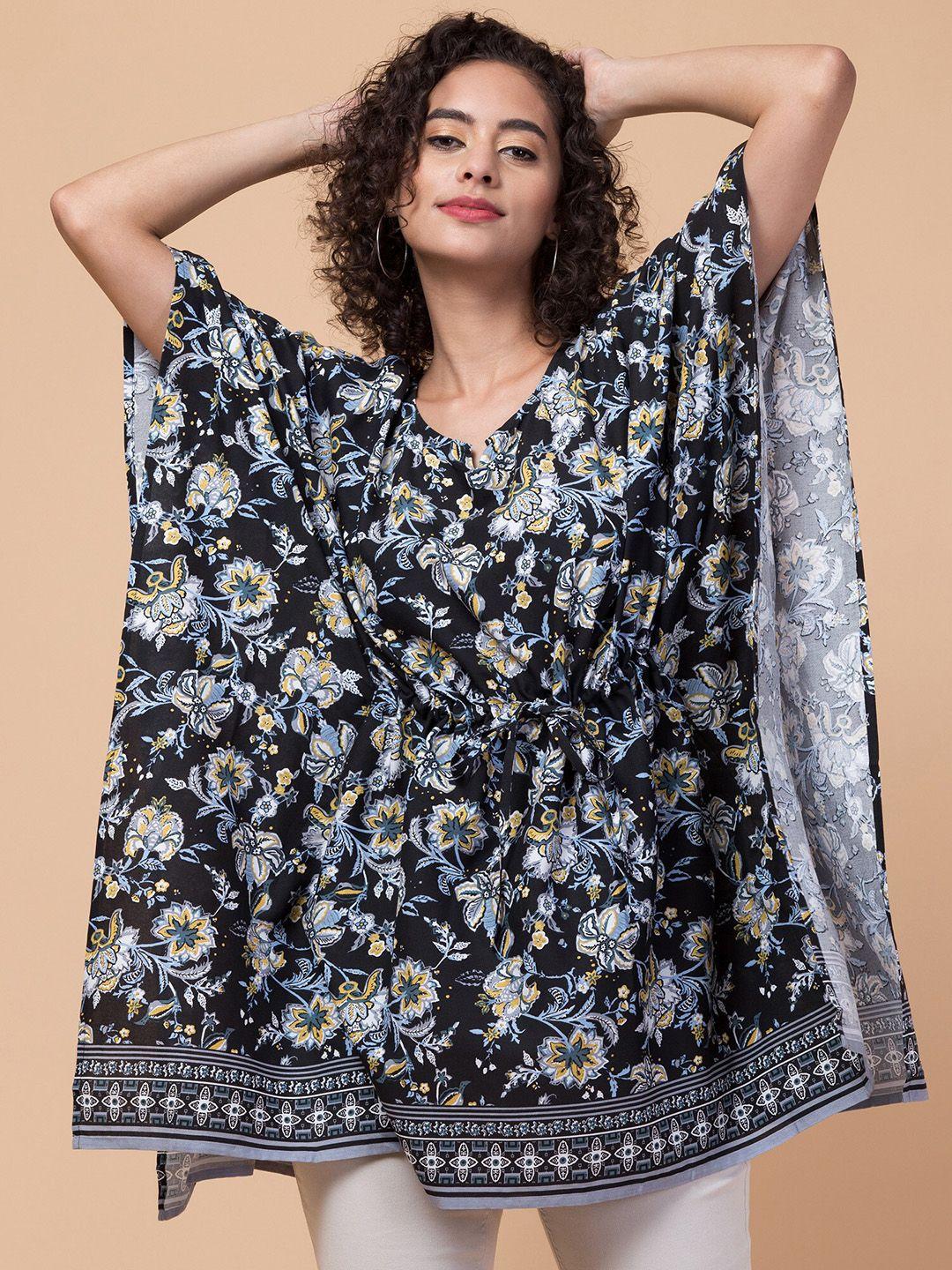 hive91 floral printed kimono sleeves kaftan top