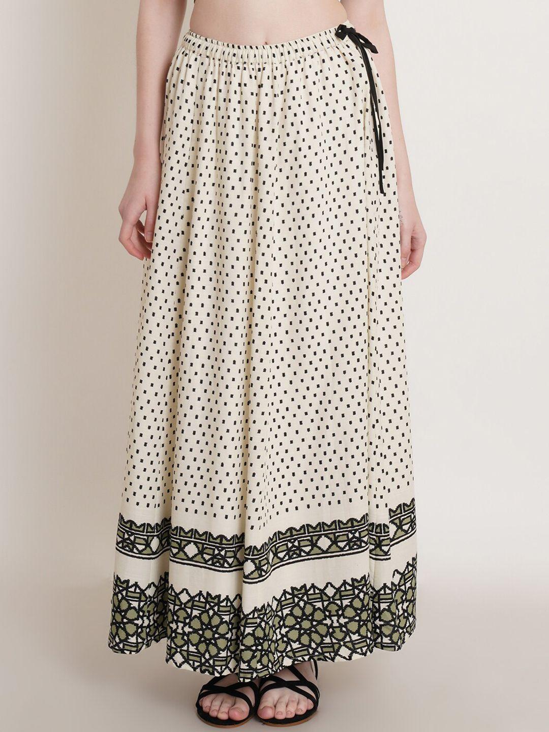hive91 printed pure cotton maxi flared skirt