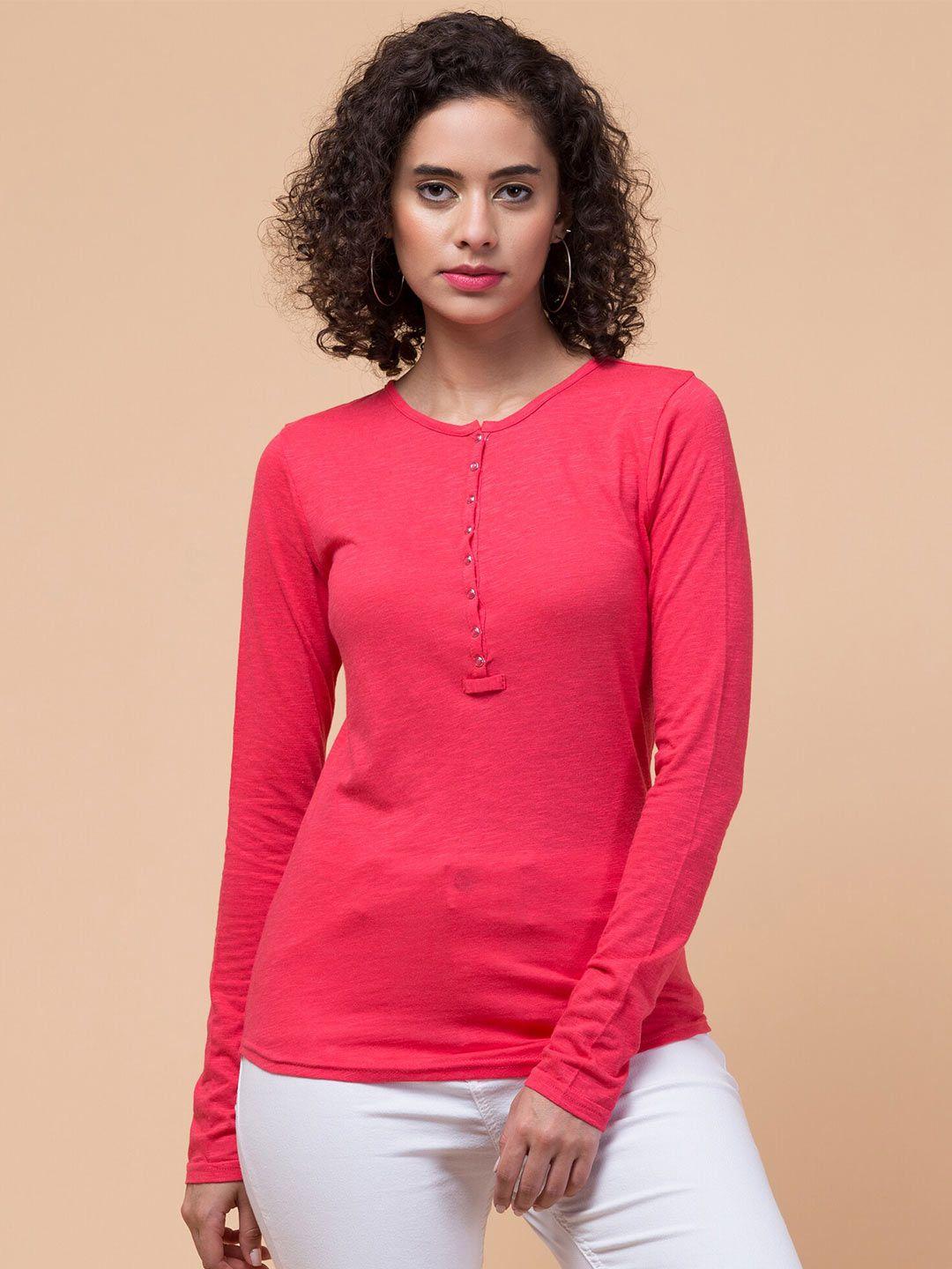 hive91 relaxed fit round neck long sleeve cotton t-shirt