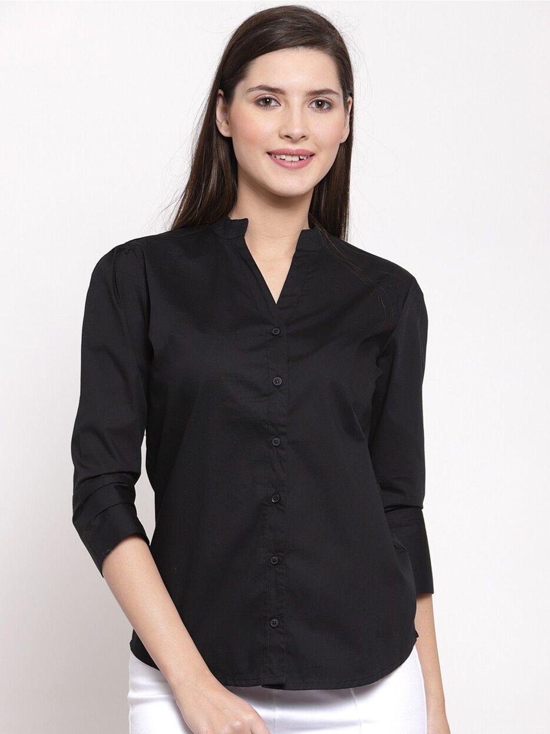hive91 standard mandarin collar three-quarter sleeves cotton casual shirt