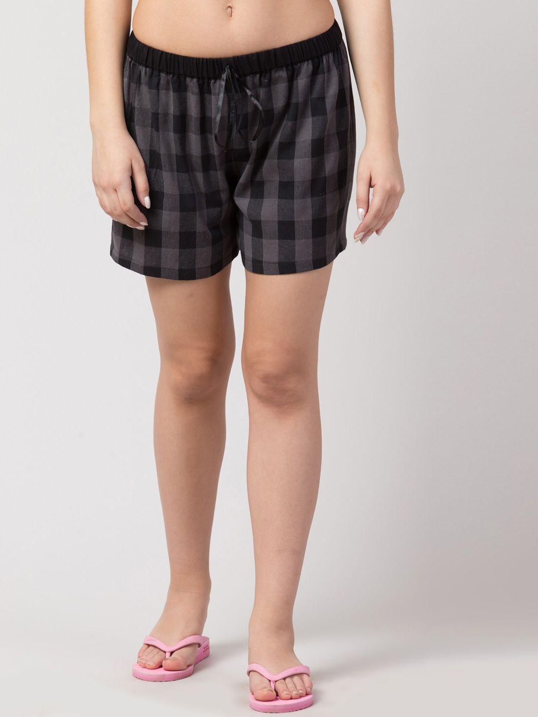 hive91 women grey checked shorts