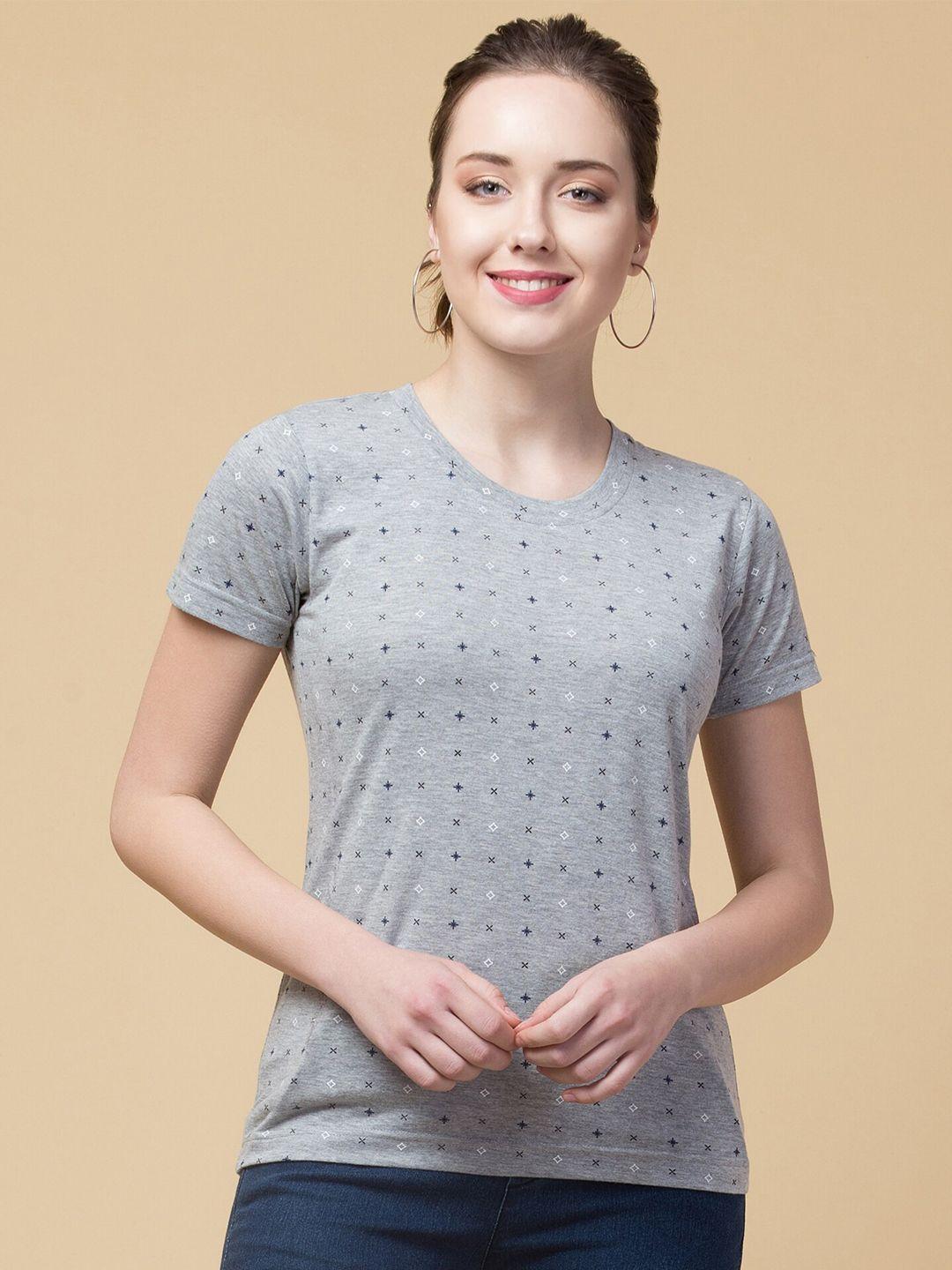 hive91 women grey printed t-shirt