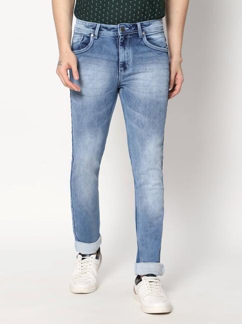 hj hasasi blue regular fit lightly washed jeans
