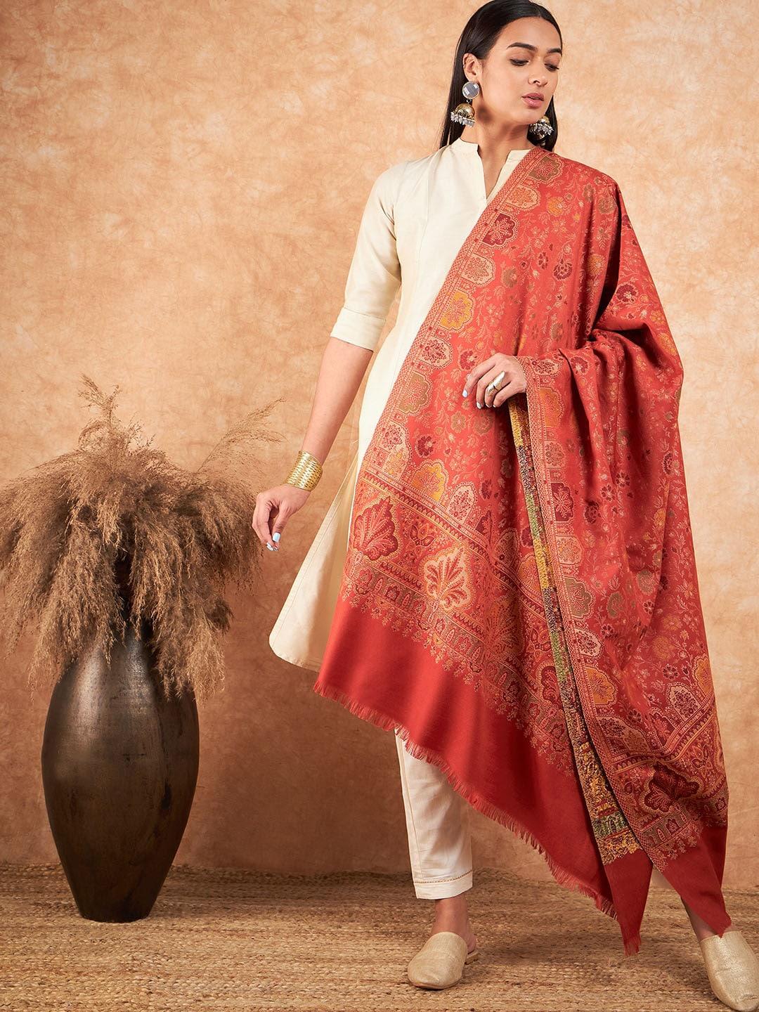 hk colours of fashion ethnic motifs woven design shawl
