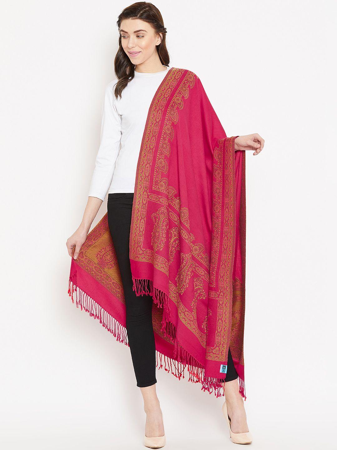 hk colours of fashion women magenta solid shawl