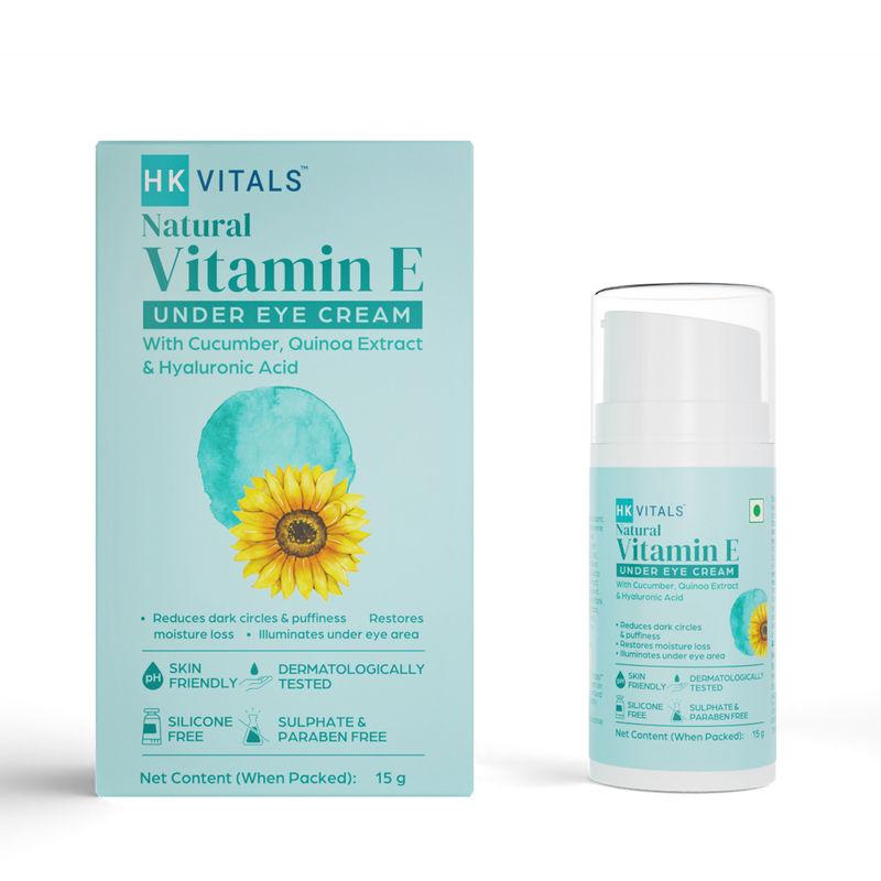 hk vitals by healthkart vitamin e under eye cream with cucumber & quinoa extract, all skin types