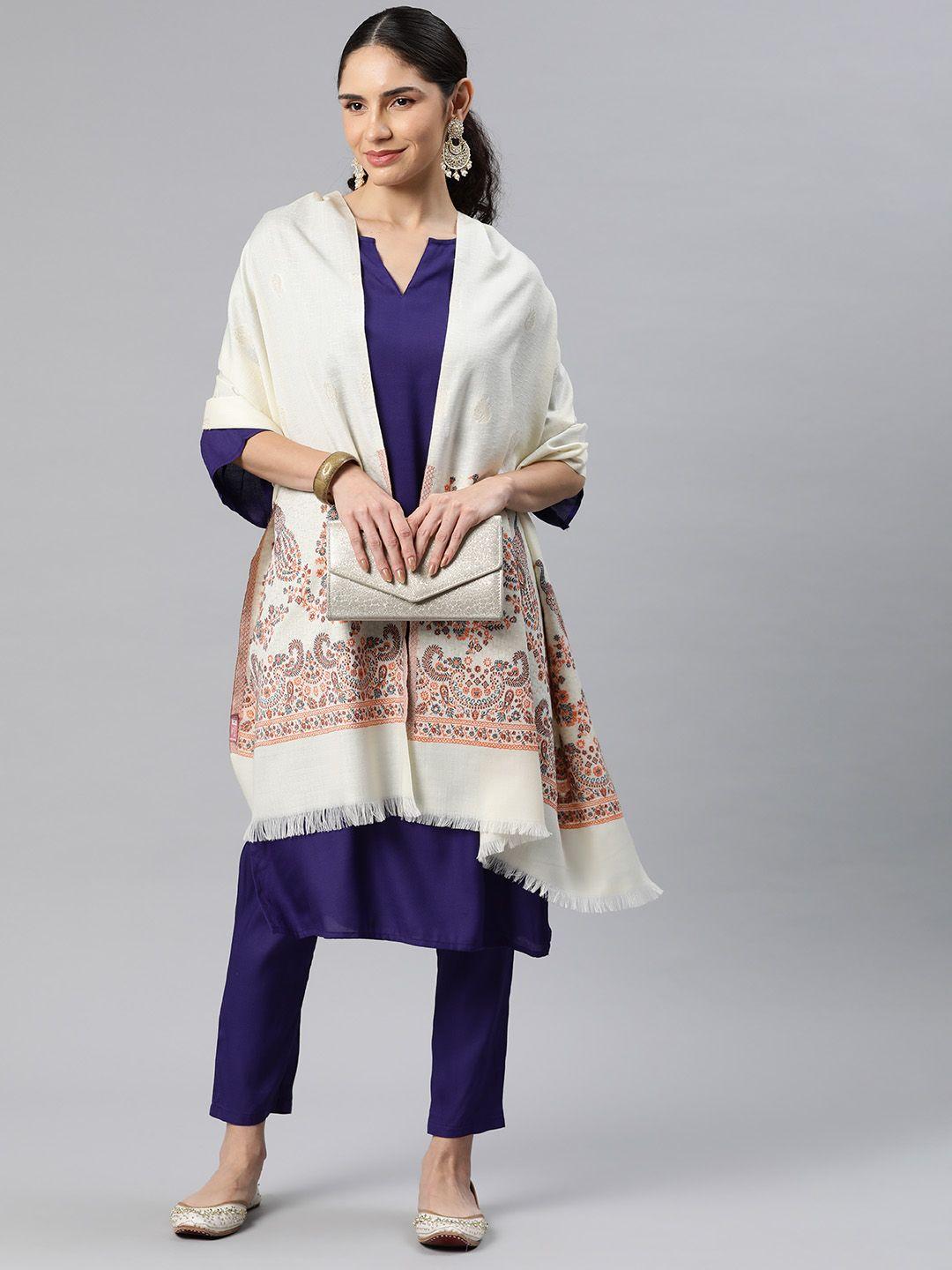 hk colours of fashion ethnic motifs woven design acrylic stole