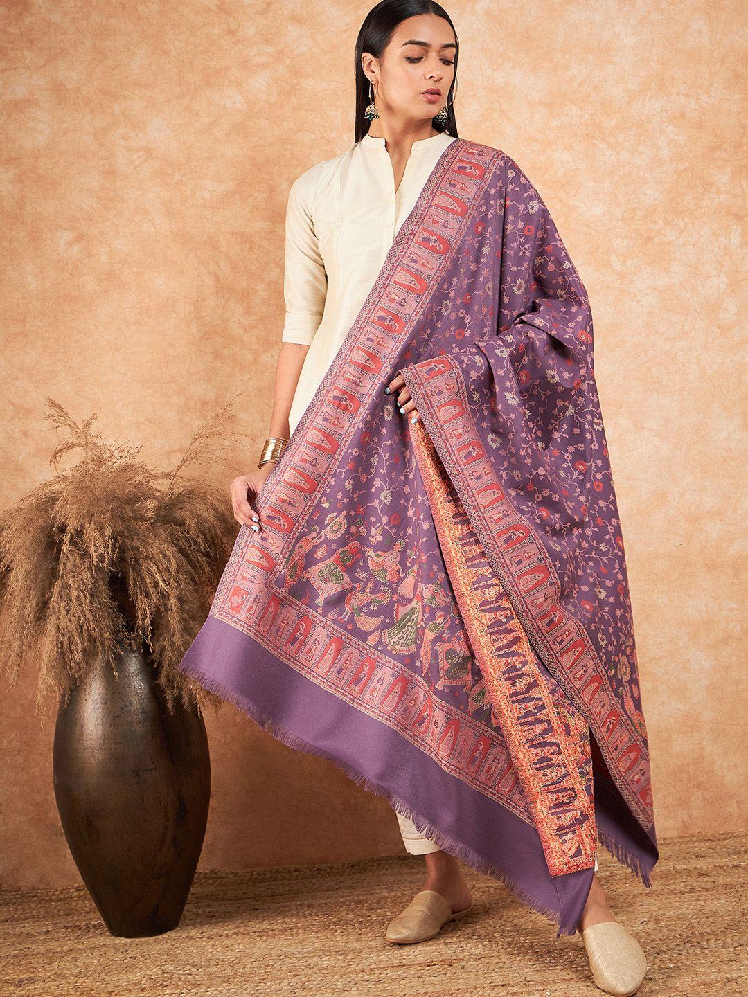 hk colours of fashion ethnic motifs woven design woollen shawl