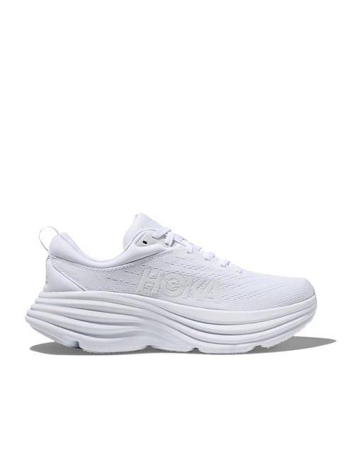 hoka men's m bondi 8 white running shoes