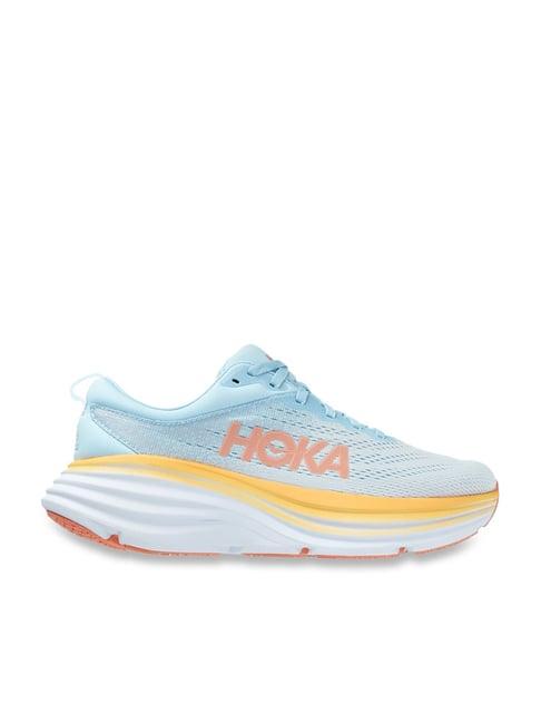 hoka women's bondi 8 sky blue running shoes